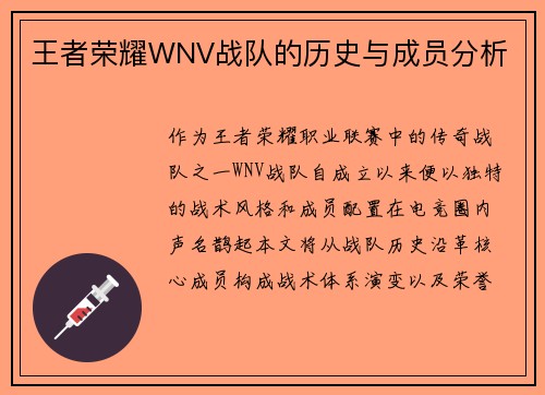 王者荣耀WNV战队的历史与成员分析